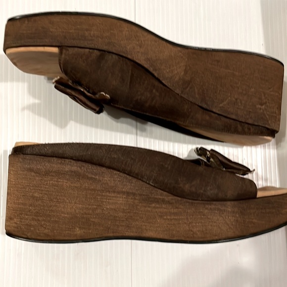 Yellow Box Women’s Chocolate Brown Wedge Sandals Size 9 COPA-BOW Fabric w/ Bow - Picture 11 of 16